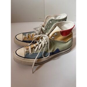 Patchwork Converse High Top Sneakers Rainbow Pride Art To Wear Artsy Size 7.5